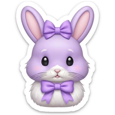 Coquette bunny with light purple pastel bow sticker