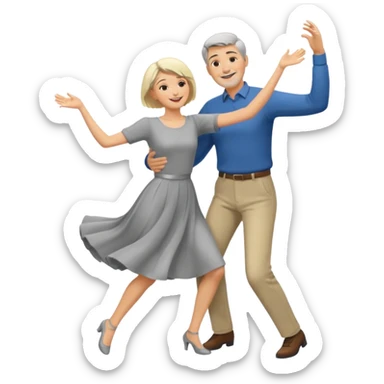 tall blonde man and short grey haired woman dancing sticker