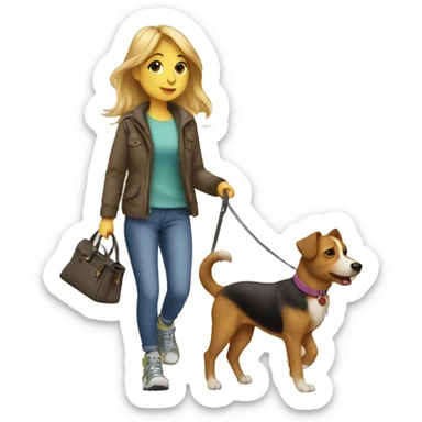 Girl walking dog sticker