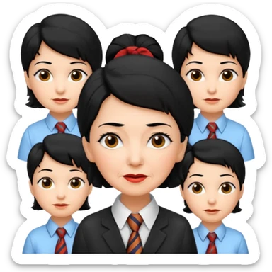 old woman with Necktie. different hair styles, black hair. sticker