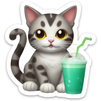 cat drinking boba sticker