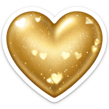 Change the glittery silver color heart with a subtle gradient and no border to a glittery gold color heart with a subtle gradient and no border. Keep the background transparent. Maintain the style and subtle gradient effect of the original heart. sticker