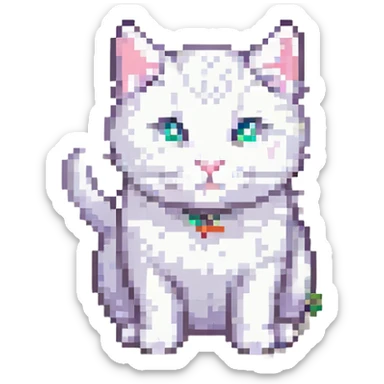 cute white cat sticker