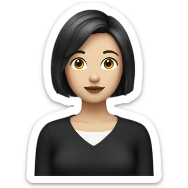 A Girl with Bob hair and white skin dressed in black sticker