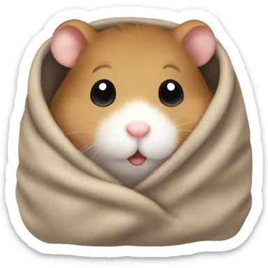 brown hamster cozy in blanket sticker