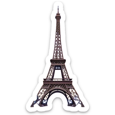 Cinematic Realistic Eiffel Tower Landmark Emoji, featuring the iron lattice structure illuminated against a twilight Parisian sky sticker