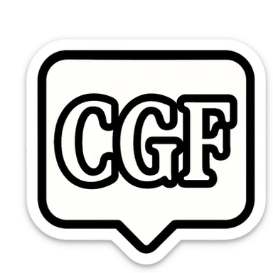 Discord emote, the letters 'CGF' in a classic serif font, white fill, bold white border, clean and readable, transparent background, 128x128 sticker