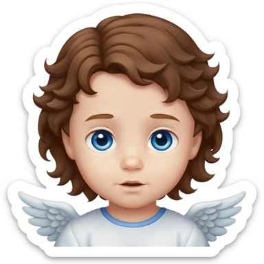  Baby boy angel with brown wavy hair blue eyes sticker