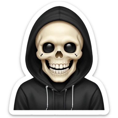 Laughing skull in a hoodie sticker