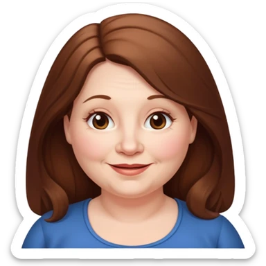 50 yr old white woman pale long brown hair small smile chubby sticker