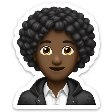 Crea una joven de pelo semi largo con aros negros  sticker