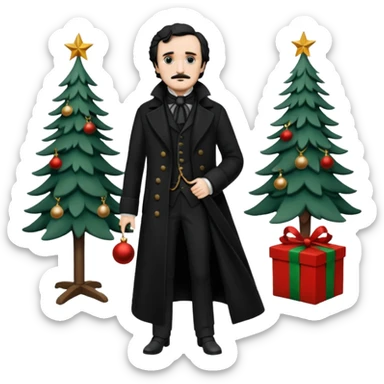 edgar allan poe at christmas full body sticker