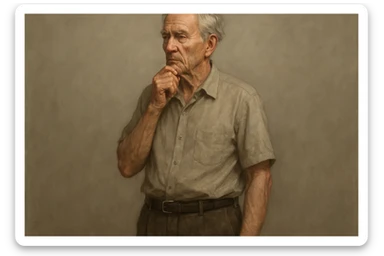 oldiga qarab turgan odamni tasvirlb ber sticker