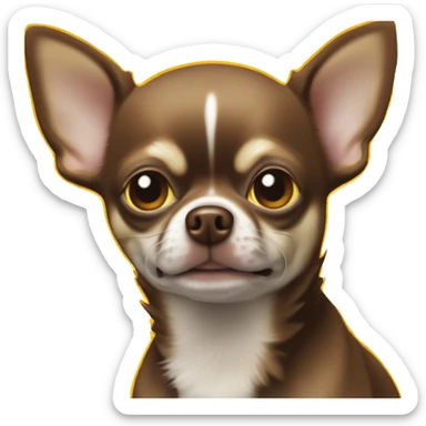 Perro Chihuahua marron oscuro con amarillo molesto  confranj blanca en la frente  sticker