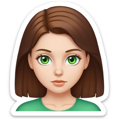 white girl with brunette hair and green eyes sticker