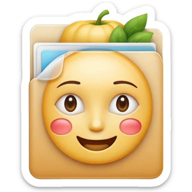 A **simple emoji-style icon** of a **transparent white plastic folder**, minimal and clean, with **rounded corners**, subtle translucency, soft shading, and a **small wellness symbol** on the front combining **skincare, daily routine, and healthy food elements**.
 sticker