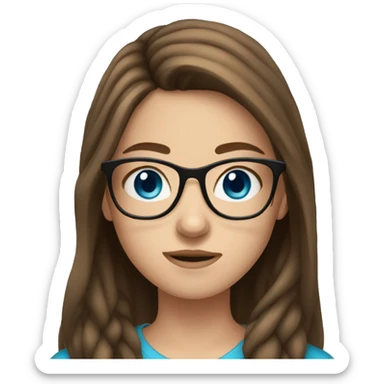 teen girl with brown hair blue eyes and glasses  sticker