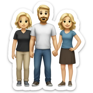 Family of 4. Husband with beard and short hair, wife with brown hair and brown eyes, teenage daughter with blonde hair, toddler boy with blonde hair sticker