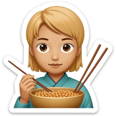 eating natto with chopsticks sticker
