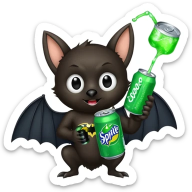 black bat drinkig sprite sticker