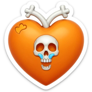 orange heart with a bone through it sticker