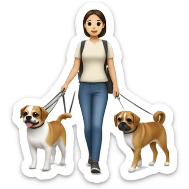 Mid 30s filipina walking two pugaliers on leash sticker