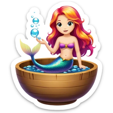 Mermaid in a wooden soup bowl sticker