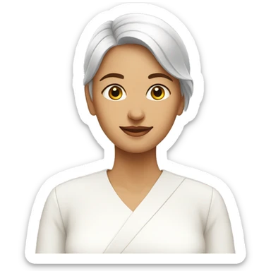 A woman with complete white kurti welcoming  sticker