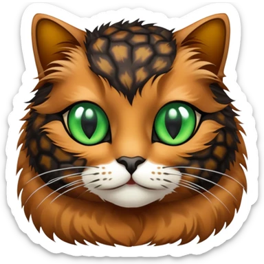 Cat that has black and brown tortoise shell patter with green eyes sticker