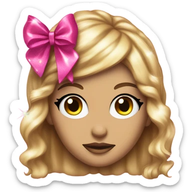 Pink sparkling bow sticker
