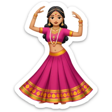 Indian woman in traditional clothes dances.  format portrait sticker