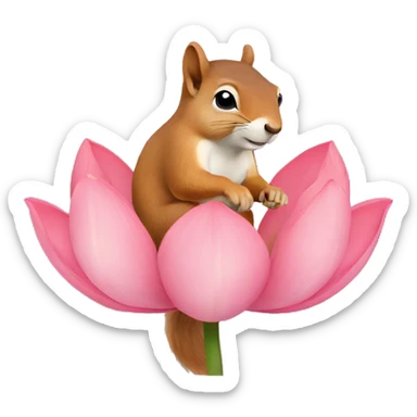 squirrel on a lotus  sticker
