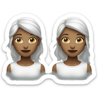 twins female 1 light 1 dark  sticker