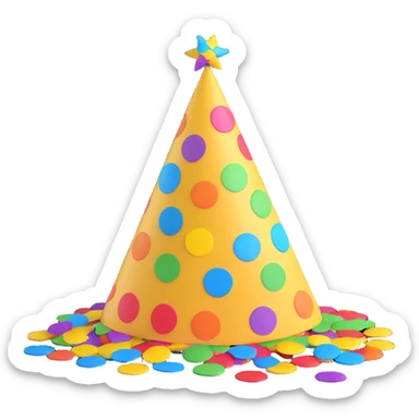 party hat with confetti, bright and fun sticker