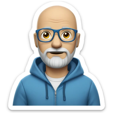 bald man in Blue hoodie 1 days  grey beard with Glases sticker