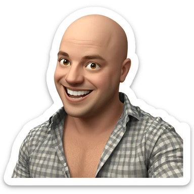 bald boy smiling indoors sticker