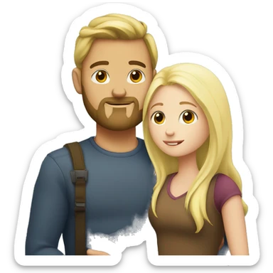 A guy with a beard cuddles a white blond girl sticker
