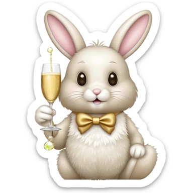 Easter bunny holding a glass of champagne sticker