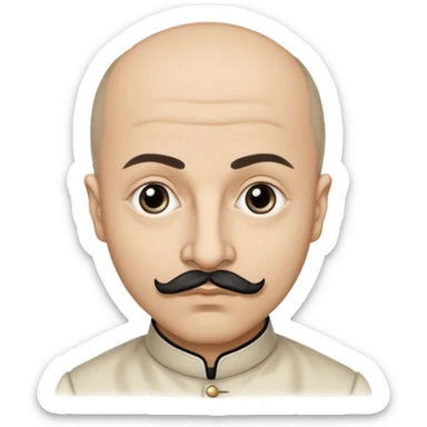 a hand drawn black outline portrait of philosopher Montaigne with similar-sized eyes based a famous portrait of him sticker