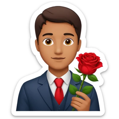Hombre alzando la mano con una rosa sticker