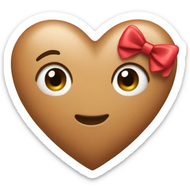 Light brown heart with bow  sticker