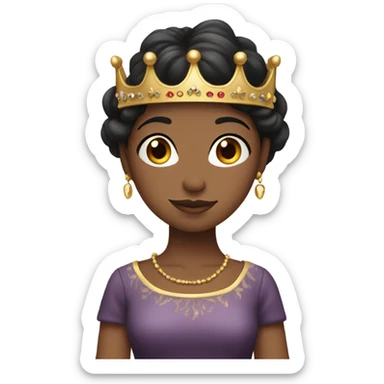 Girl with dark hair wearing a crown seated wearing a dress sticker