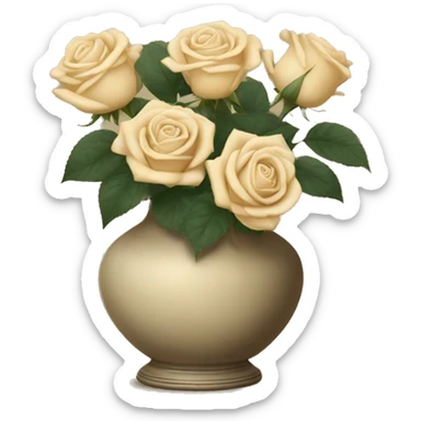 Beige roses in a vintage vase sticker