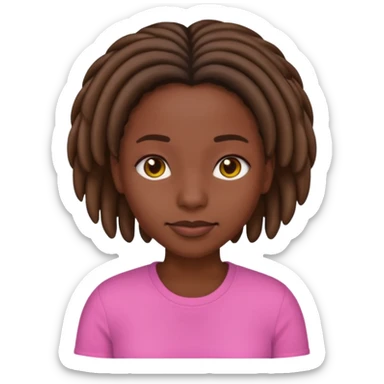 darkskin female women emoji with short locs pink shirt sticker