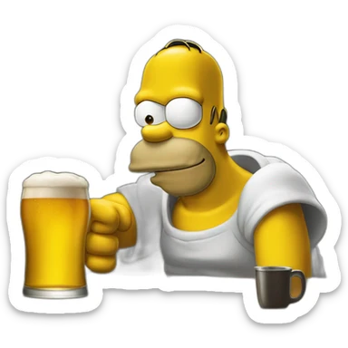 Homer simspon avec une biere sticker