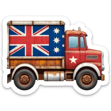 Old Mack truck with Australian flag  printed only on the door sticker