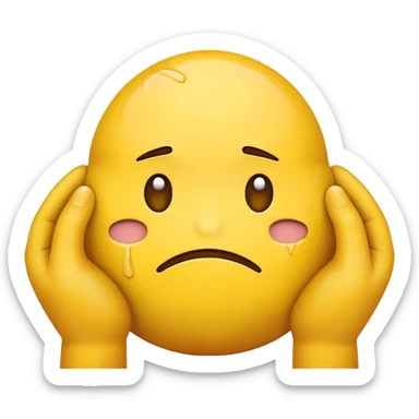 Yellow emoji hold hands around neck with a distressed face  sticker