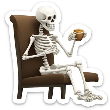 skeleton drinking coffee sticker