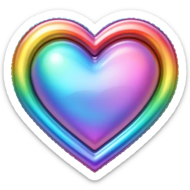 heart with a rainbow foil border sticker