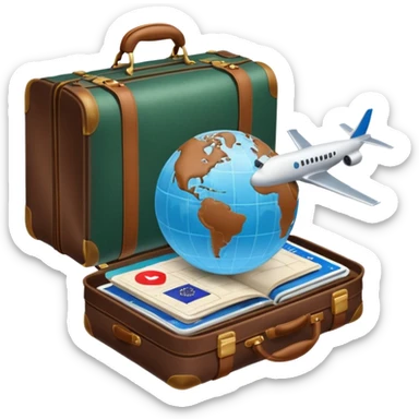 TRAVEL , travel bag , pass board, plane, glob sticker